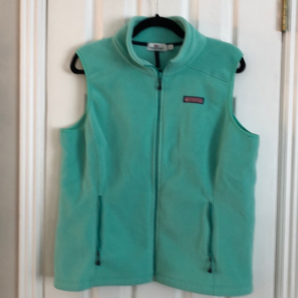 Vineyard Vines mint green fleece vest, large